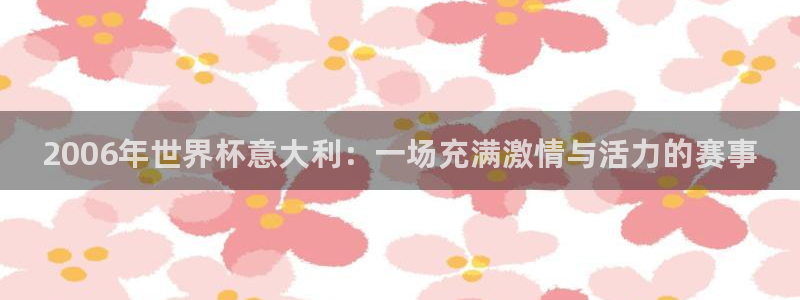 欧洲世预赛赛程表：2006年世界杯意大利：一场充满激情与活力的赛事
